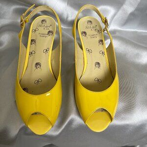 Yellow peep-toe sling-back sandals